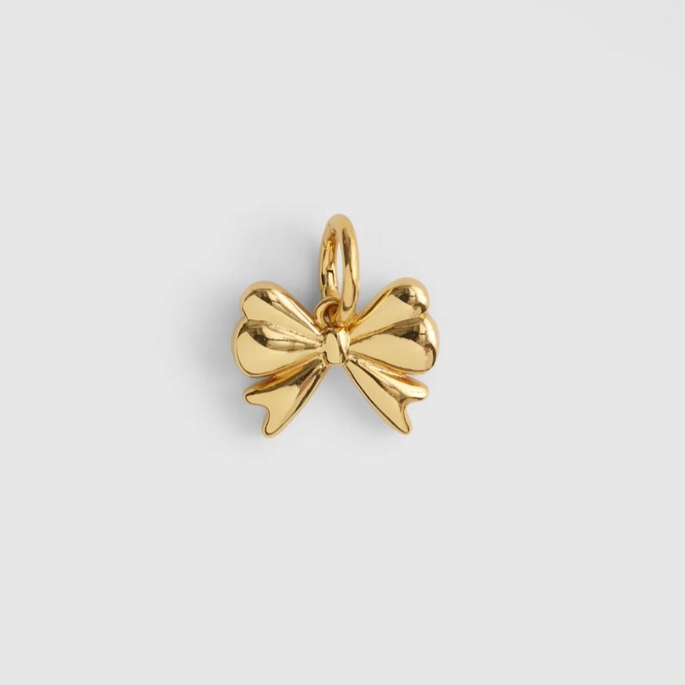 Madewell Feminine Bow Antique Gold Pleated Brass Jewelry Charm One Size NWT